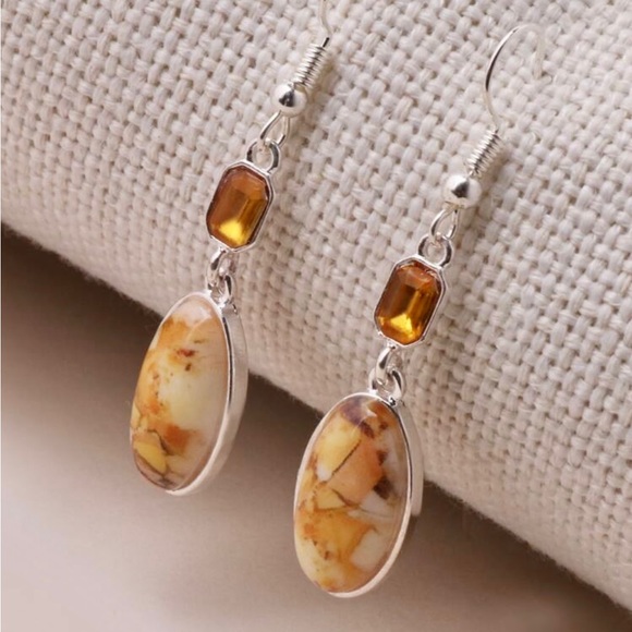 Jewelry - Turquoise texture drop earrings